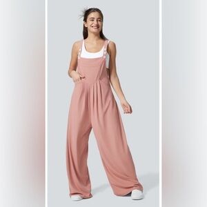 Halara Women’s Sz L Adjustable Strap Button Pockets Waffle Casual Overalls NWT